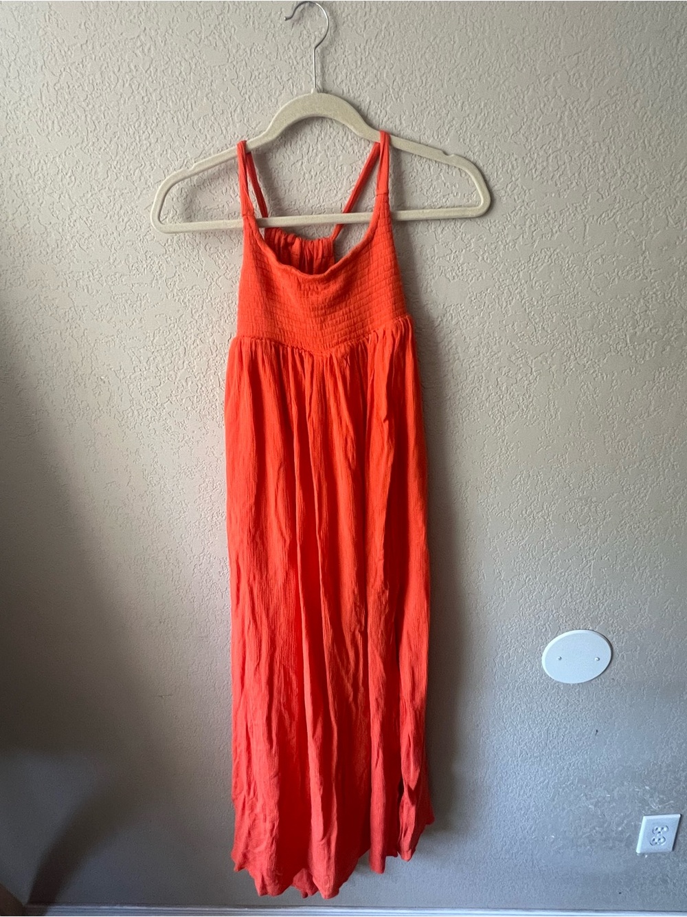 Free People Orange Maxi Dress with Unique Flowy Back